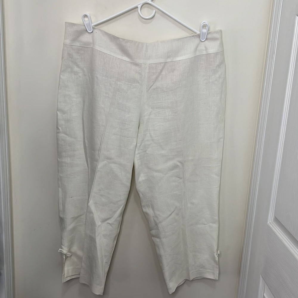 Vintage 100% linen off white Capris Pants Plus Size 20